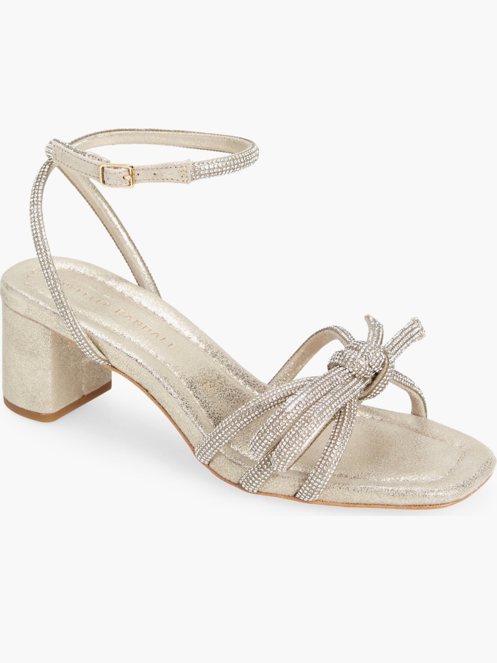 NWOT Loeffler Randall Mikel Bow Sandal Heels Glitter Embellished Size 8.5